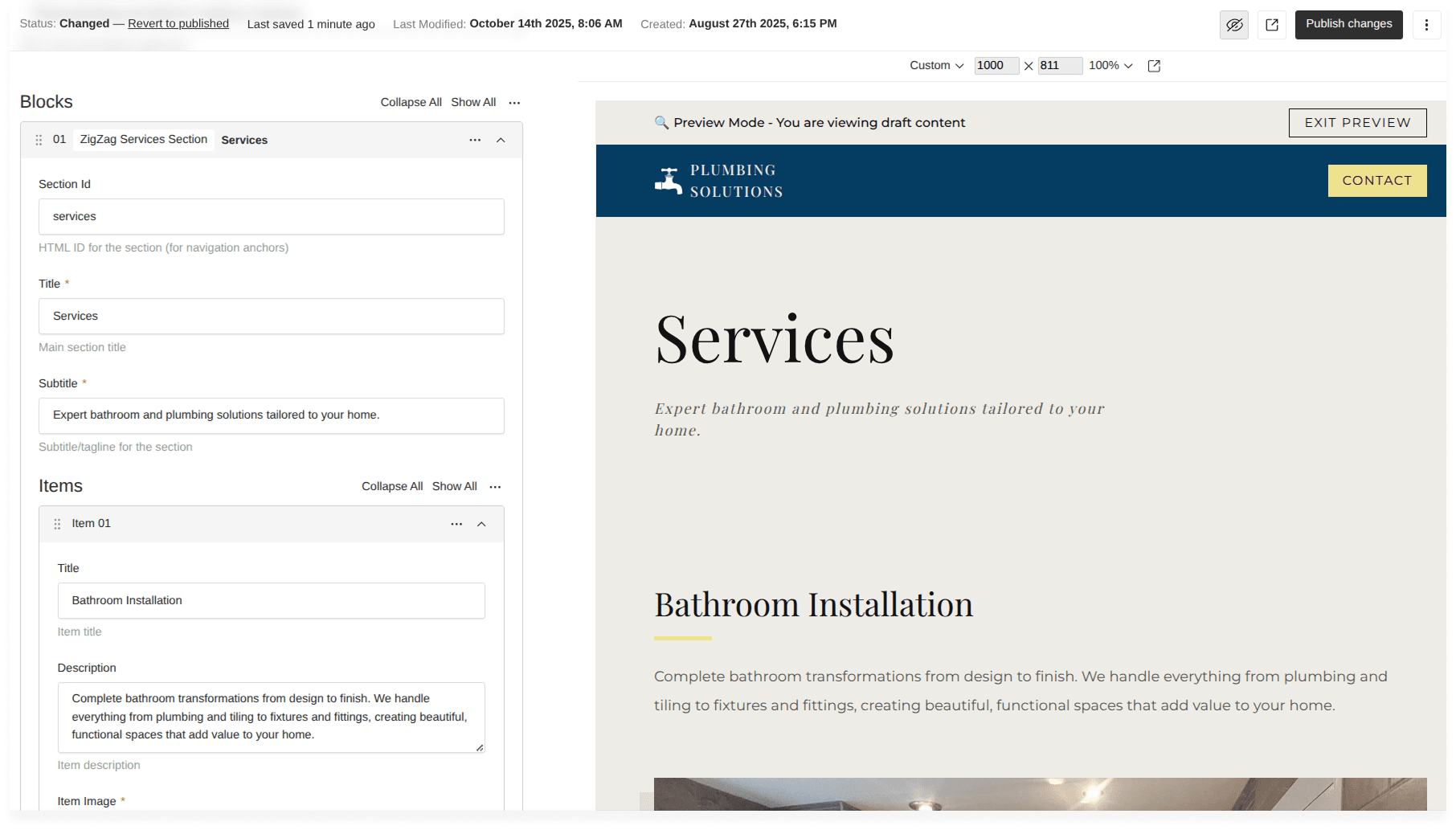 Plumbing Solutions Preview Editor