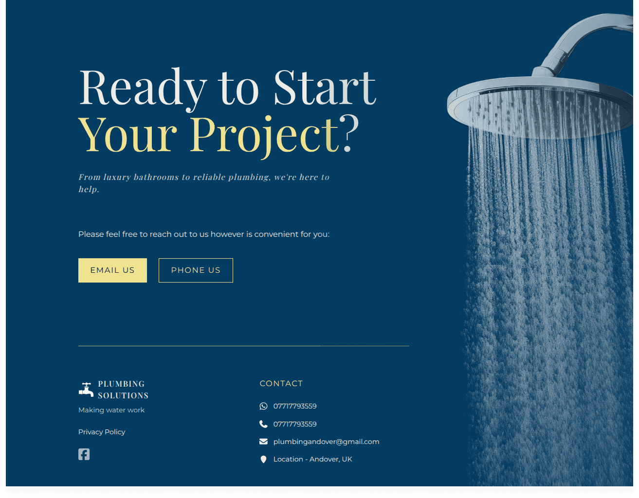 Plumbing Solutions Website Footer