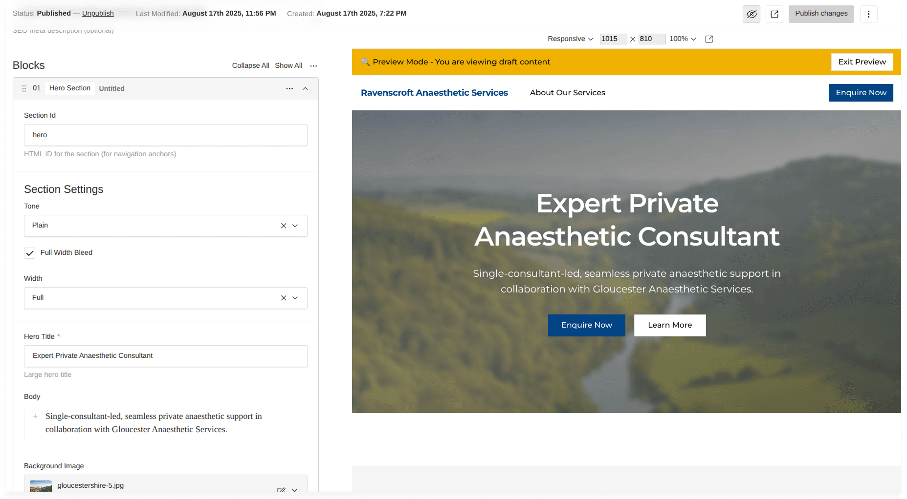 Ravenscroft Anaesthetic Services Preview Editor