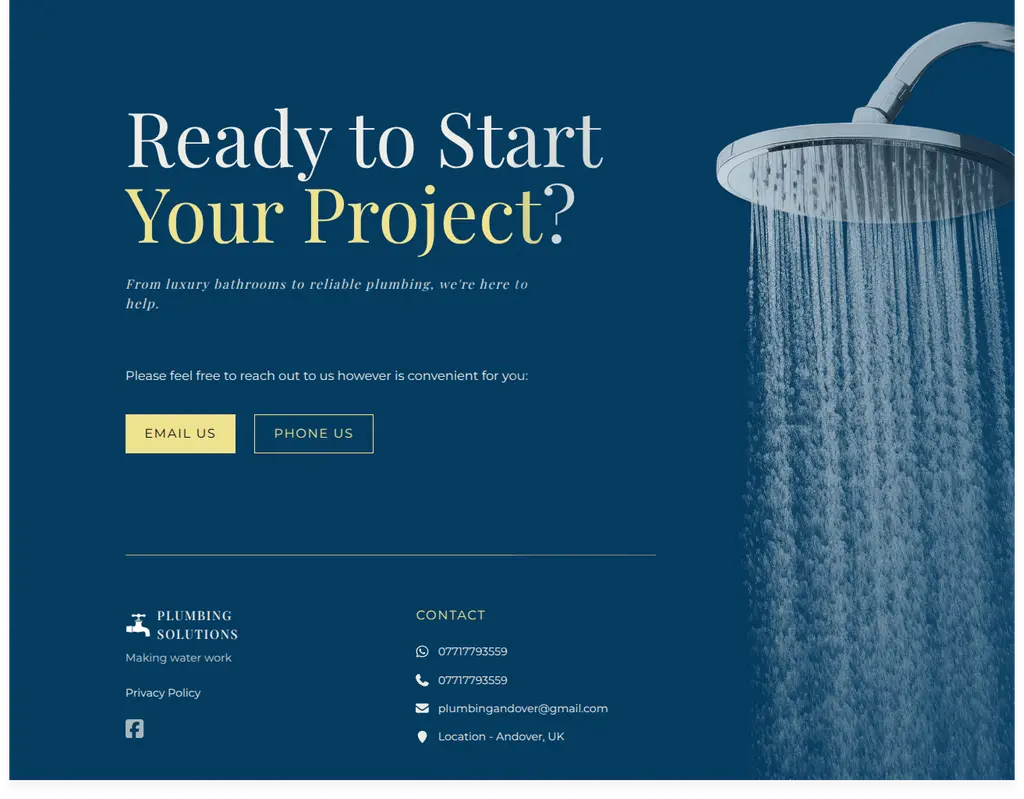 Plumbing Solutions Website Footer